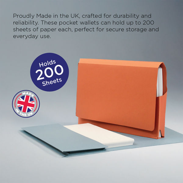 Exacompta Guildhall Full Flap Pocket Wallet Foolscap Blue (Pack of 50) PW2-BLU