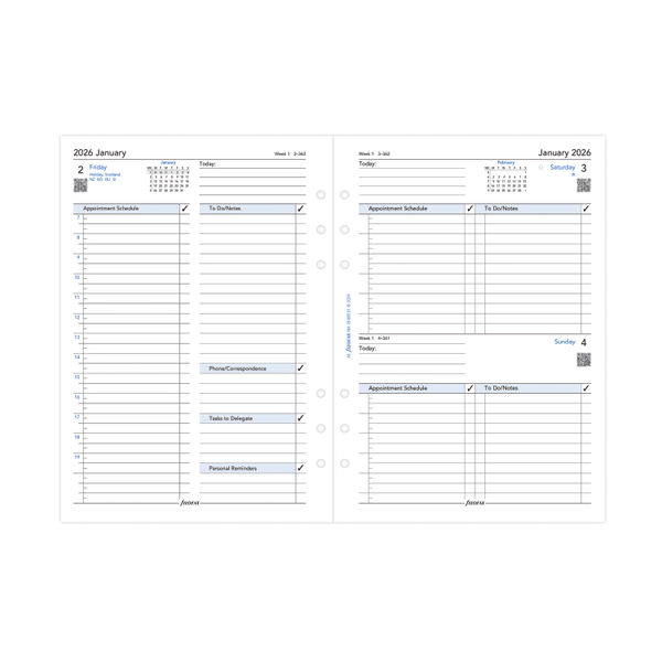 Filofax Refill Business Day Per Page Appointment A5 2026 26-68519