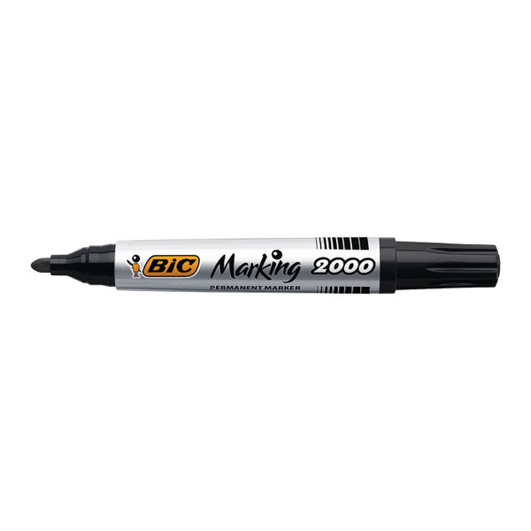 Bic 2000 Permanent Marker Bullet Tip Black (Pack of 12) 820915