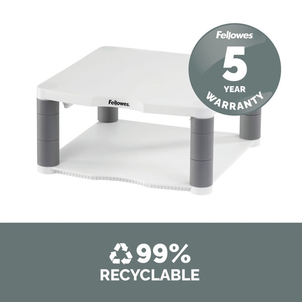Fellowes Premium Monitor Riser Plus with Storage Drawer and Built In Copyholder White 9171302