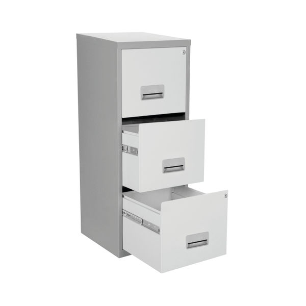 Pierre Henry 3 Drawer Maxi Filing A4 400 x 400 x 960 Silver