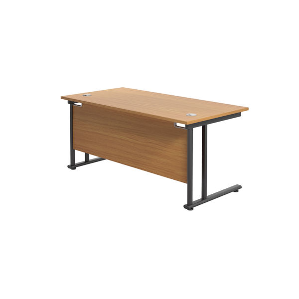 Jemini Rectangular Single Upright Cantilever Desk 1600x800x730mm Nova Oak/Black KF810919