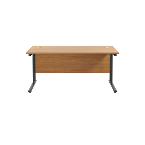 Jemini Rectangular Single Upright Cantilever Desk 1600x800x730mm Nova Oak/Black KF810919