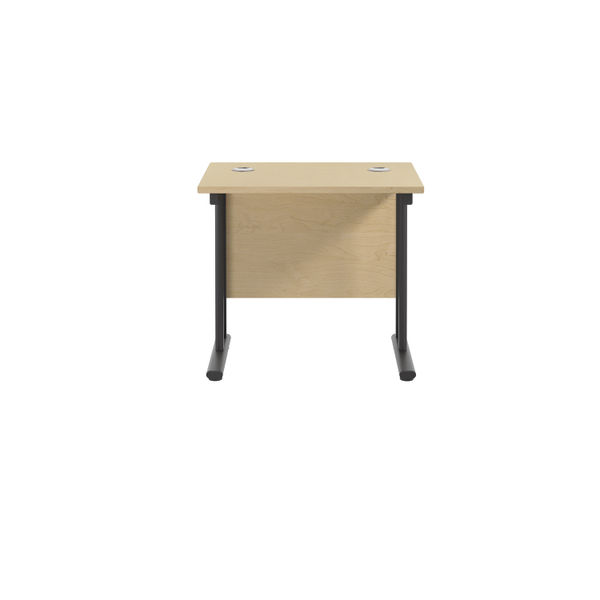 Jemini Rectangular Double Upright Cantilever Desk 800x600x730mm Maple/Black KF820345