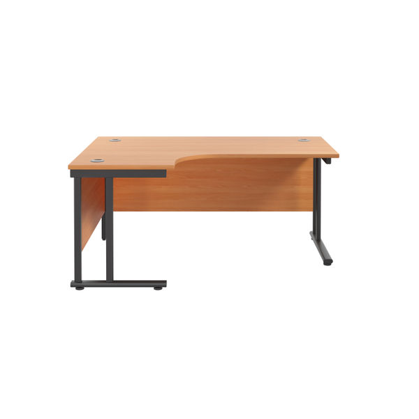 Jemini Radial Left Hand Double Upright Cantilever Desk 1600x1200x730mm Beech/Black KF820376