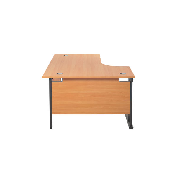 Jemini Radial Left Hand Double Upright Cantilever Desk 1600x1200x730mm Beech/Black KF820376