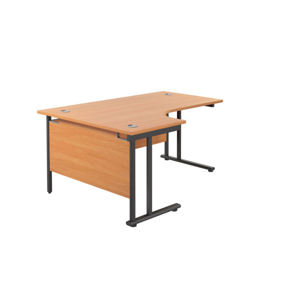 Jemini Radial Left Hand Double Upright Cantilever Desk 1600x1200x730mm Beech/Black KF820376