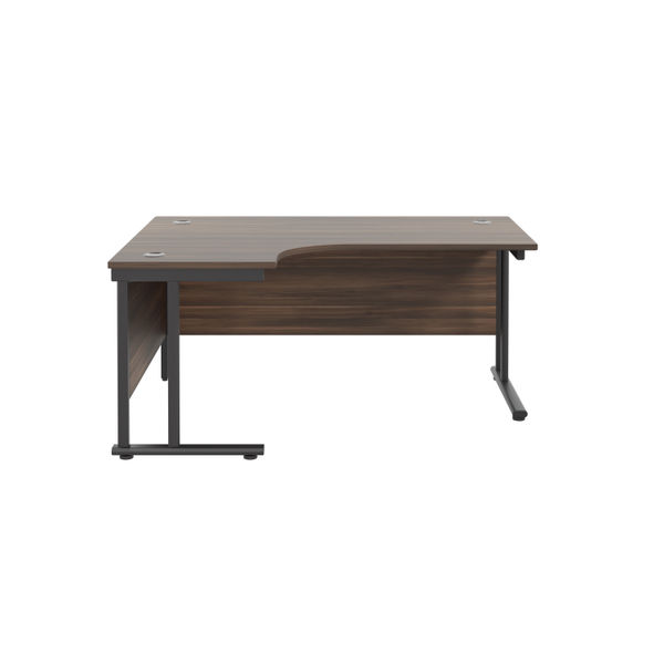 Jemini Radial Left Hand Double Upright Cantilever Desk 1600x1200x730mm Dark Walnut/Black KF820383