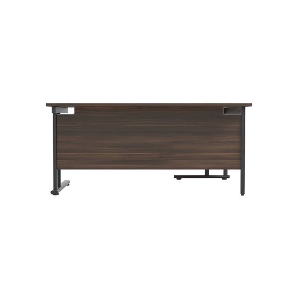 Jemini Radial Left Hand Double Upright Cantilever Desk 1600x1200x730mm Dark Walnut/Black KF820383