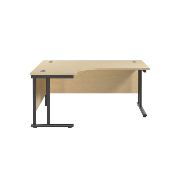 Jemini Radial Left Hand Double Upright Cantilever Desk 1600x1200x730mm Maple/Black KF820406