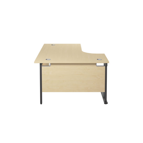 Jemini Radial Left Hand Double Upright Cantilever Desk 1600x1200x730mm Maple/Black KF820406