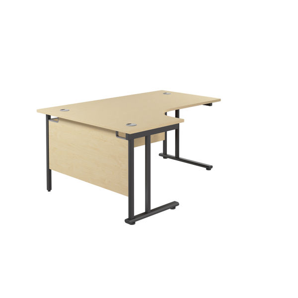 Jemini Radial Left Hand Double Upright Cantilever Desk 1600x1200x730mm Maple/Black KF820406