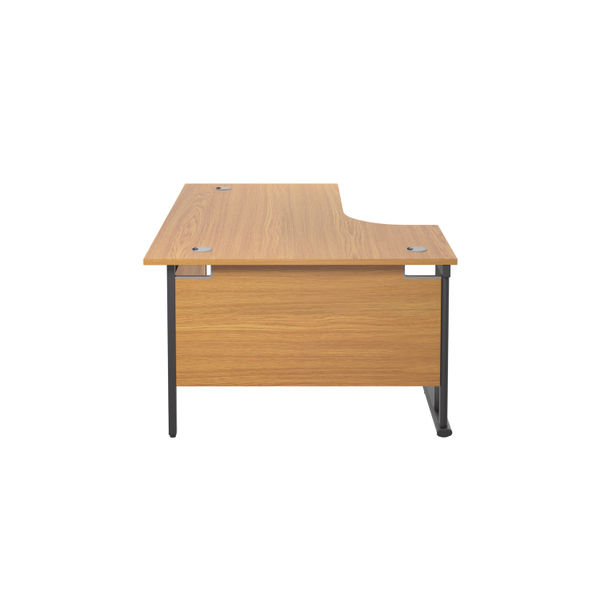 Jemini Radial Left Hand Double Upright Cantilever Desk 1600x1200x730mm Nova Oak/Black KF820413