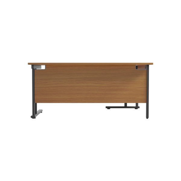 Jemini Radial Left Hand Double Upright Cantilever Desk 1600x1200x730mm Nova Oak/Black KF820413