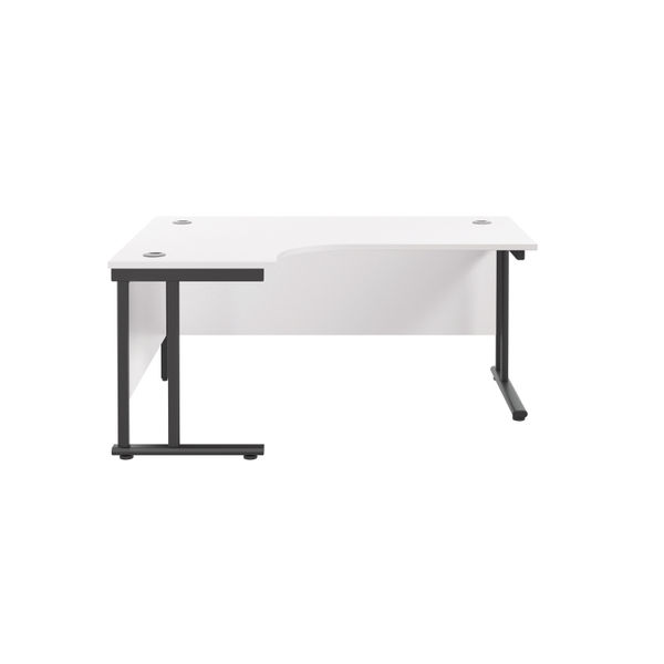 Jemini Radial Left Hand Double Upright Cantilever Desk 1600x1200x730mm White/Black KF820420