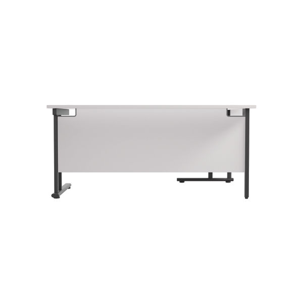 Jemini Radial Left Hand Double Upright Cantilever Desk 1600x1200x730mm White/Black KF820420