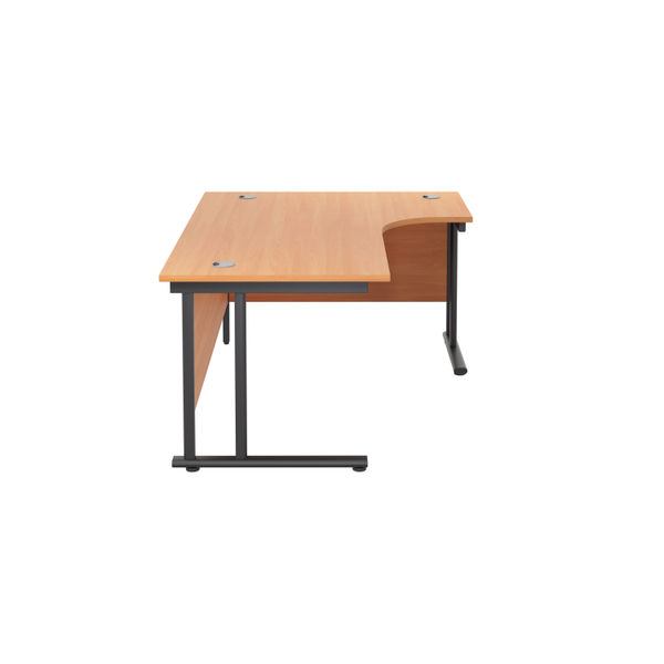 Jemini Radial Right Hand Double Upright Cantilever Desk 1600x1200x730mm Beech/Black KF820437