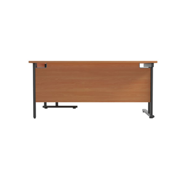 Jemini Radial Right Hand Double Upright Cantilever Desk 1600x1200x730mm Beech/Black KF820437