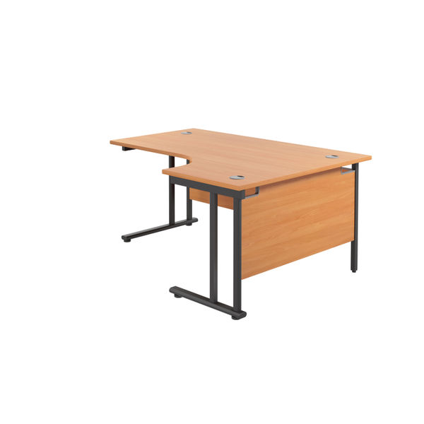 Jemini Radial Right Hand Double Upright Cantilever Desk 1600x1200x730mm Beech/Black KF820437