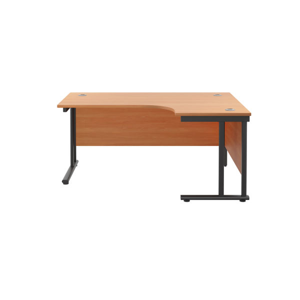 Jemini Radial Right Hand Double Upright Cantilever Desk 1600x1200x730mm Beech/Black KF820437