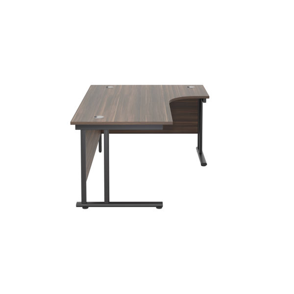 Jemini Radial Right Hand Double Upright Cantilever Desk 1600x1200x730mm Dark Walnut/Black KF820444