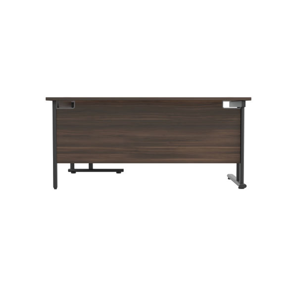 Jemini Radial Right Hand Double Upright Cantilever Desk 1600x1200x730mm Dark Walnut/Black KF820444