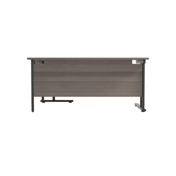 Jemini Radial Right Hand Double Upright Cantilever Desk 1600x1200x730mm Grey Oak/Black KF820451