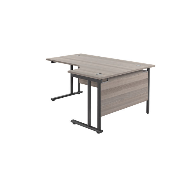 Jemini Radial Right Hand Double Upright Cantilever Desk 1600x1200x730mm Grey Oak/Black KF820451