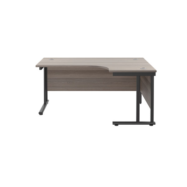 Jemini Radial Right Hand Double Upright Cantilever Desk 1600x1200x730mm Grey Oak/Black KF820451