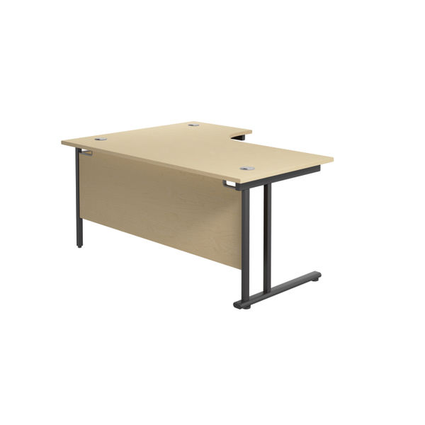 Jemini Radial Right Hand Double Upright Cantilever Desk 1600x1200x730mm Maple/Black KF820468