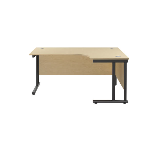 Jemini Radial Right Hand Double Upright Cantilever Desk 1600x1200x730mm Maple/Black KF820468