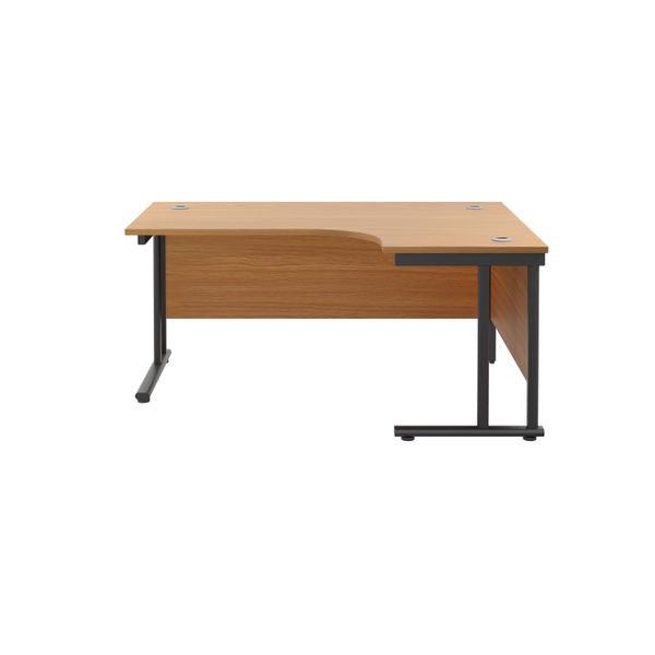 Jemini Radial Right Hand Double Upright Cantilever Desk 1600x1200x730mm Nova Oak/Black KF820475