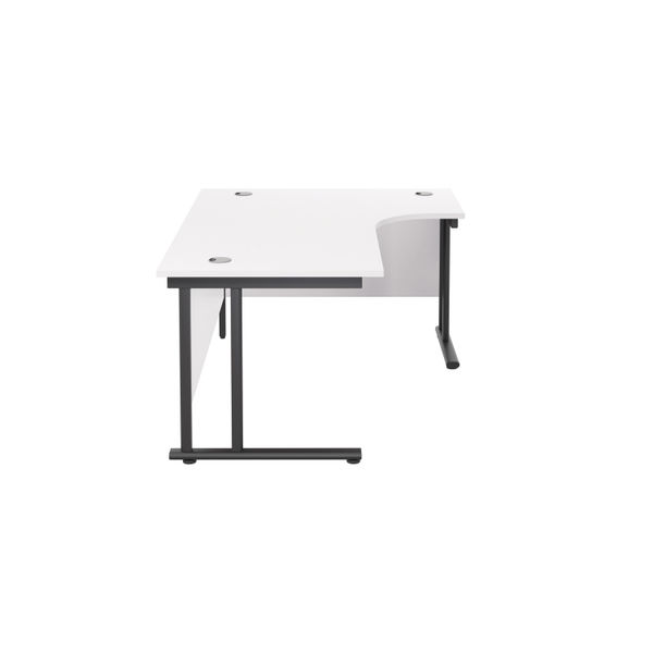 Jemini Radial Right Hand Double Upright Cantilever Desk 1600x1200x730mm White/Black KF820482