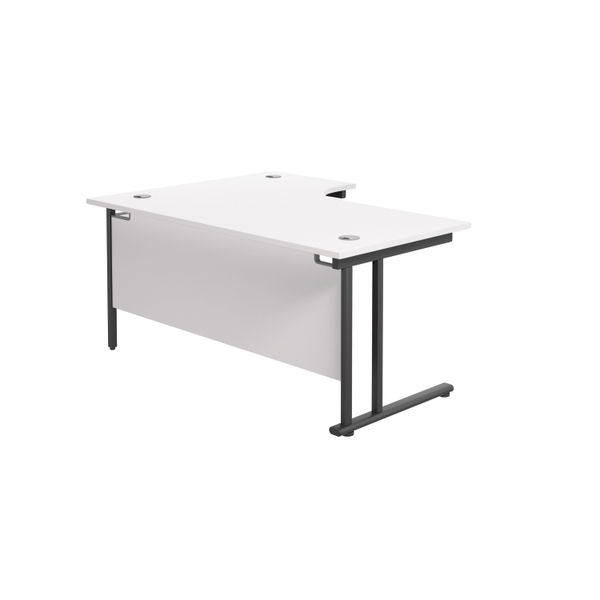 Jemini Radial Right Hand Double Upright Cantilever Desk 1600x1200x730mm White/Black KF820482