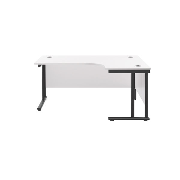 Jemini Radial Right Hand Double Upright Cantilever Desk 1600x1200x730mm White/Black KF820482