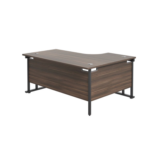 Jemini Radial Left Hand Double Upright Cantilever Desk 1800x1200x730mm Dark Walnut/Black KF820505