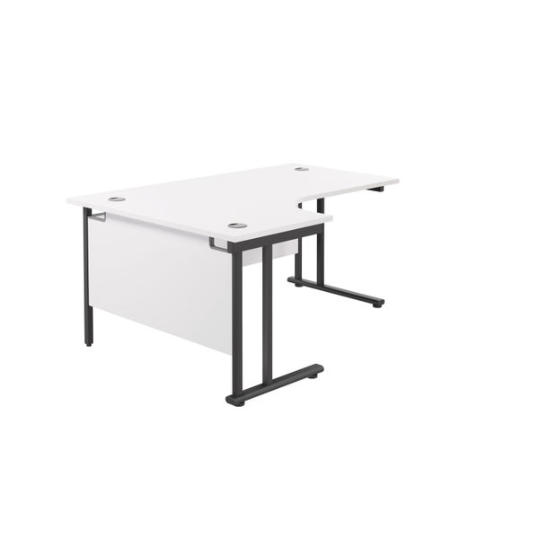 Jemini Radial Left Hand Double Upright Cantilever Desk 1800x1200x730mm White/Black KF820543