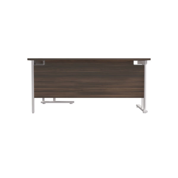 Jemini Radial Right Hand Cantilever Desk 1800x1200x730mm Dark Walnut/White KF807995