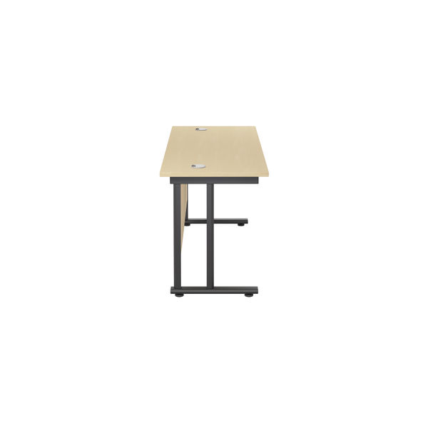 Jemini Rectangular Double Upright Cantilever Desk 1400x600x730mm Maple/Black KF810636