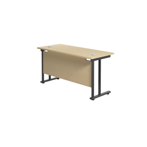 Jemini Rectangular Double Upright Cantilever Desk 1400x600x730mm Maple/Black KF810636