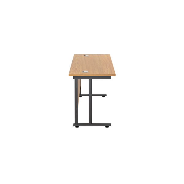 Jemini Rectangular Double Upright Cantilever Desk 1400x600x730mm Nova Oak/Black KF810704