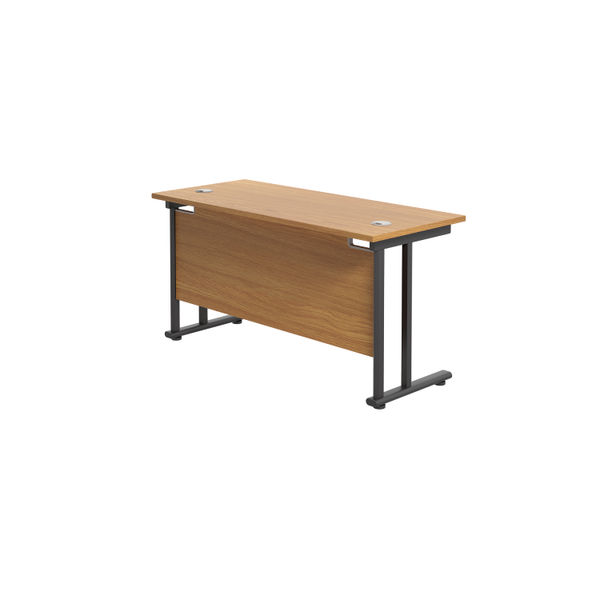 Jemini Rectangular Double Upright Cantilever Desk 1400x600x730mm Nova Oak/Black KF810704