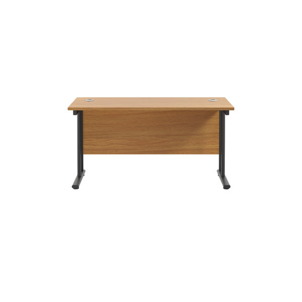 Jemini Rectangular Double Upright Cantilever Desk 1400x600x730mm Nova Oak/Black KF810704