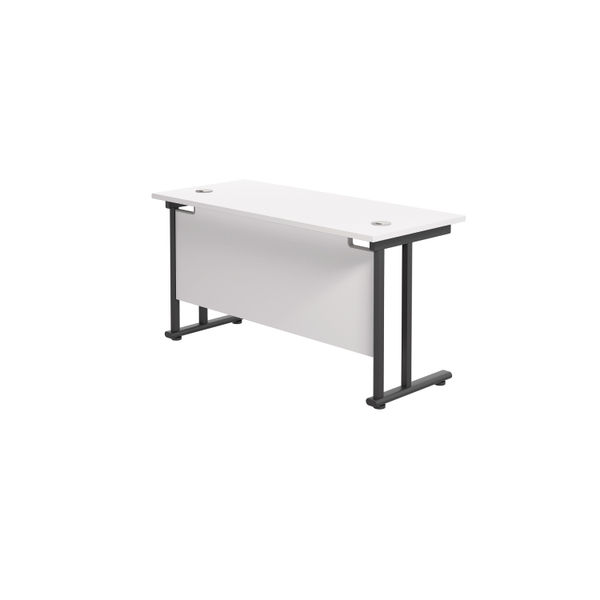 Jemini Rectangular Double Upright Cantilever Desk 1400x600x730mm White/Black KF810803