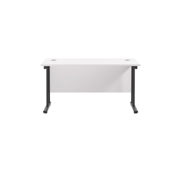 Jemini Rectangular Double Upright Cantilever Desk 1400x600x730mm White/Black KF810803