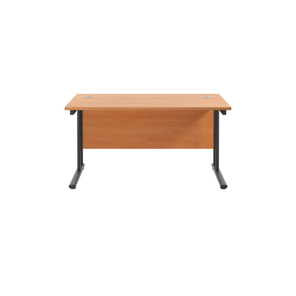 Jemini Rectangular Double Upright Cantilever Desk 1400x800x730mm Beech/Black KF810872