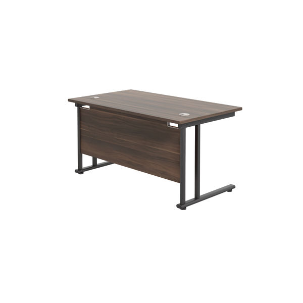 Jemini Rectangular Double Upright Cantilever Desk 1400x800x730mm Dark Walnut/Black KF810940