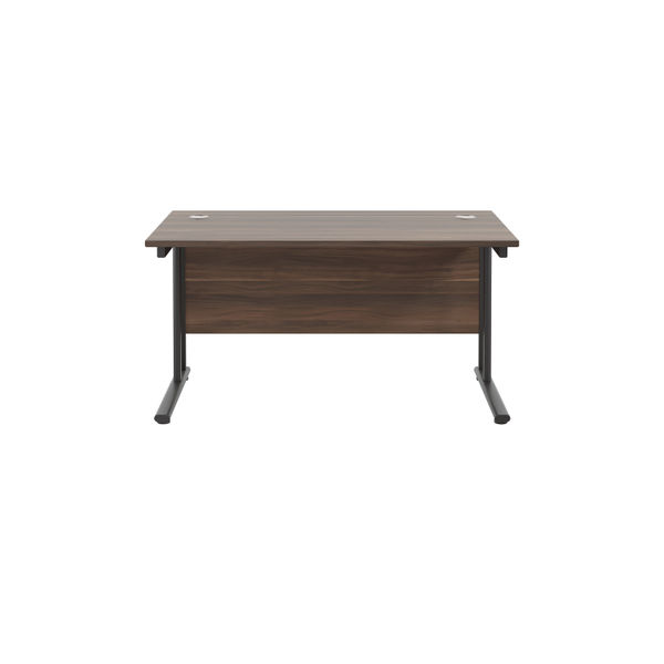 Jemini Rectangular Double Upright Cantilever Desk 1400x800x730mm Dark Walnut/Black KF810940