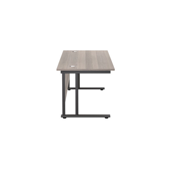 Jemini Rectangular Double Upright Cantilever Desk 1400x800x730mm Grey Oak/Black KF819066