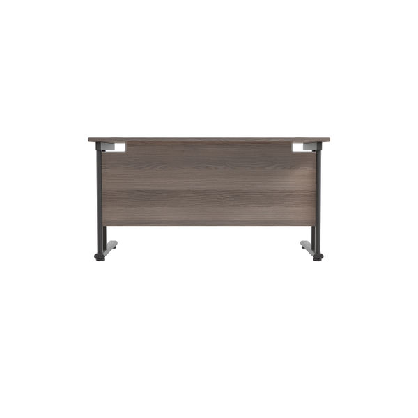Jemini Rectangular Double Upright Cantilever Desk 1400x800x730mm Grey Oak/Black KF819066